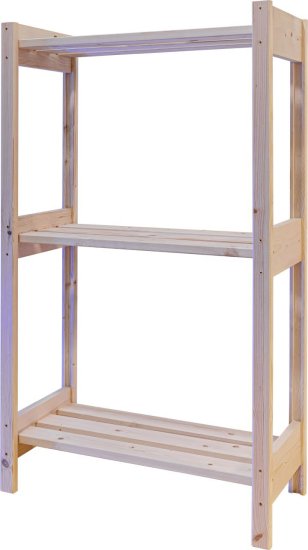 Стеллаж деревянный 3 полки 106.5x63.2x28.4 см ЛЦ-2 цвет натуральный нагрузка на полку 25 кг