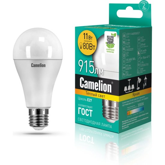 Светодиодная лампа Camelion LED11-A60/830/E27