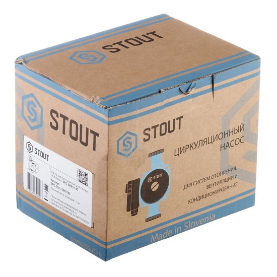 Циркуляционный насос для систем отопления Stout 32/60-180 DN32 подъем 6,5 м 180 мм с гайками (SPC-0010-3260180)