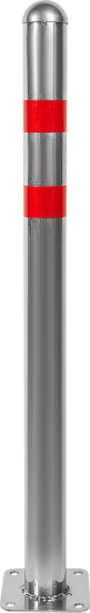 Парковочный столбик стальной 5.7x75 см на площадке серебристо-красный