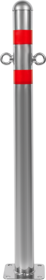 Парковочный столбик стальной 5.7x78 см на площадке с проушиной серебристо-красный