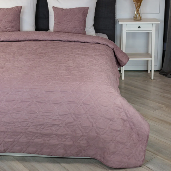 Покрывало 220x240 см замша цвет пыльная роза