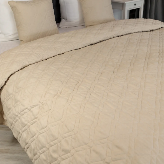 Покрывало 220x240 см замша цвет крем