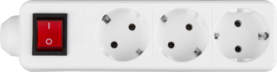 Колодка для удлинителя Защита Про 3 розетки с заземлением 3500 Вт цвет белый