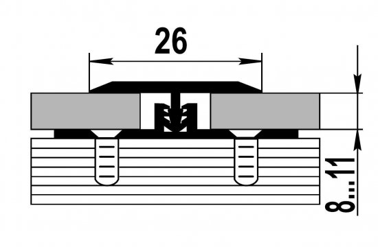 Порог Т-образный Floorexpert 26x1800 мм, цвет серебро