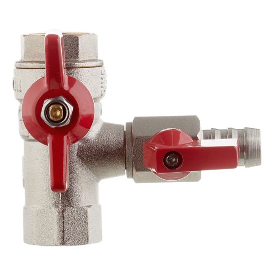 Кран шаровой латунный Valtec 1/2 ВР(г) х 1/2 ВР(г) проходной бабочка с обратным клапаном (VT.248.N.04)