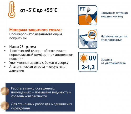 Очки защитные открытые Dexter желтые с защитой от запотевания
