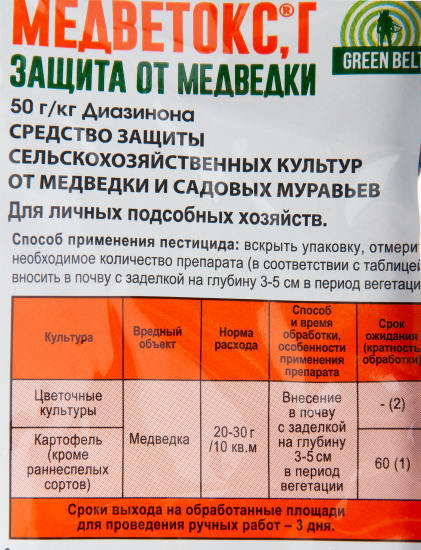 Средство от медведки Грин Бэлт Медветокс 100 г