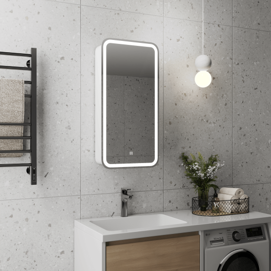 Шкаф зеркальный подвесной Elmer LED с подсветкой 40x80 см цвет белый