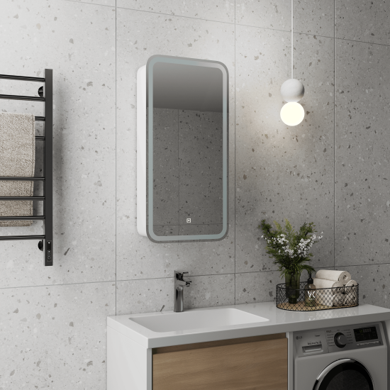 Шкаф зеркальный подвесной Elmer LED с подсветкой 40x80 см цвет белый