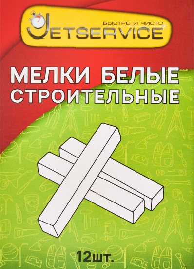 Мелок белый Jetservice 127514, 12 шт.