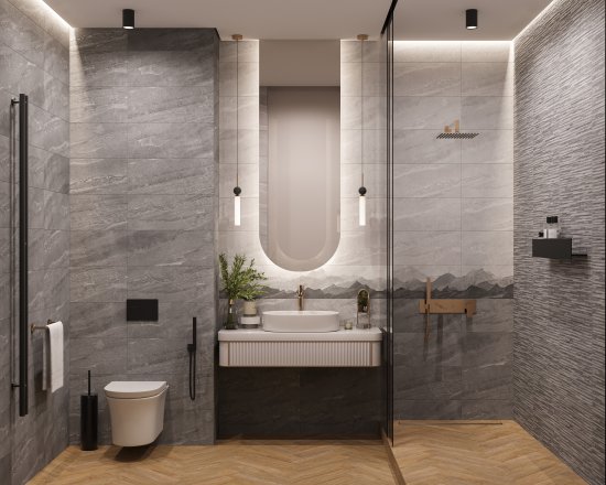 Плитка настенная Gracia Ceramica Фог 25x60 см 1.2 м² матовая с sugar эффектом цвет темно-серый