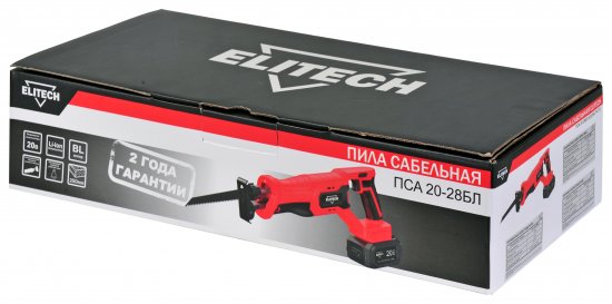 Пила сабельная аккумуляторная Elitech ПСА20-28БЛ, 20 В Li-Ion 1x4 Ач
