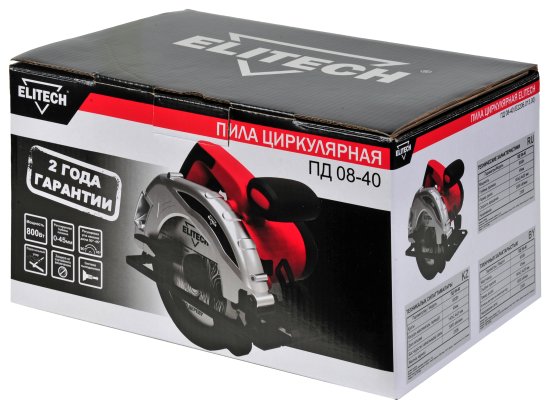 Пила циркулярная сетевая Elitech ПД 08-40, 800 Вт, 140 мм
