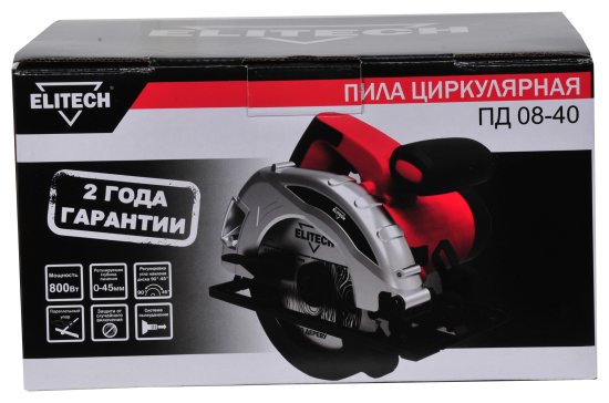 Пила циркулярная сетевая Elitech ПД 08-40, 800 Вт, 140 мм