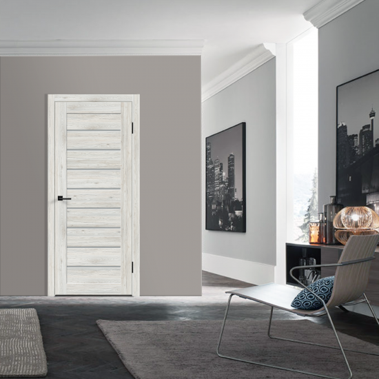 Дверь межкомнатная остекленная с замком и петлями в комплекте Тиволи 90x200 см ПВХ цвет рустик серый