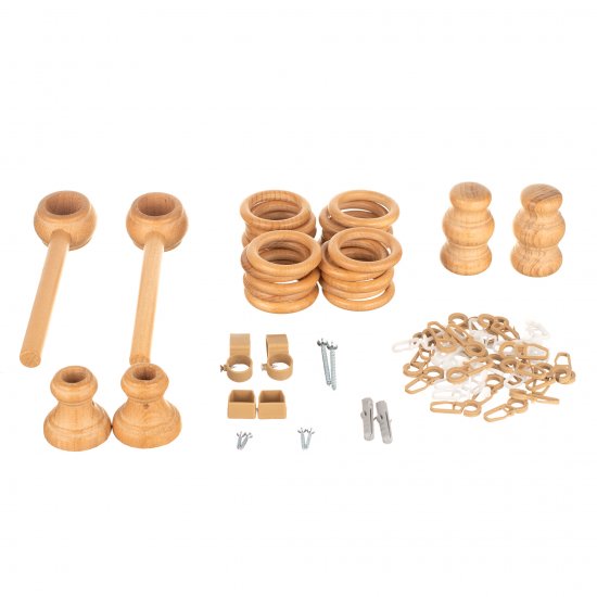 Карниз настенный деревянный двухрядный круглый 200 см d 28 мм светлый дуб