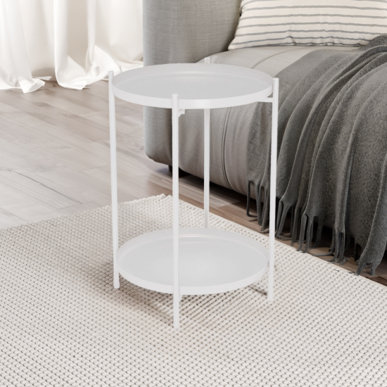 Столик кофейный Sheffilton Walle с двумя подносами круглый 38x38x52 см белый