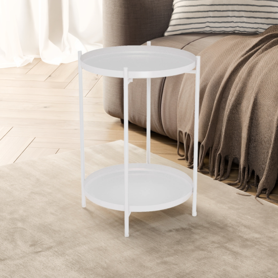 Столик кофейный Sheffilton Walle с двумя подносами круглый 38x38x52 см белый