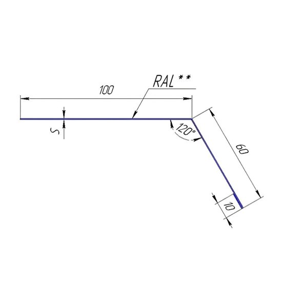 Планка карнизная для гибкой черепицы Grand Line 100х60-65 мм 2 м серая RAL 7005