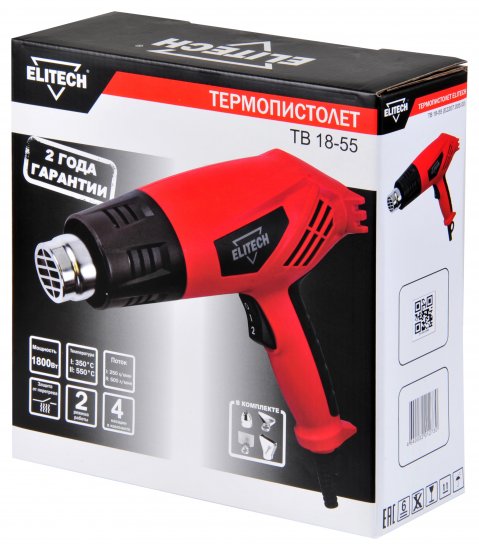 Термофен сетевой Elitech ТВ 18-55, 1800 Вт