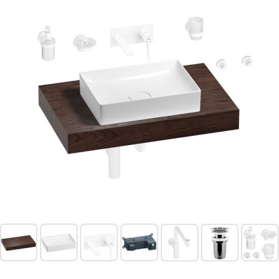 Комплект мебели для ванной комнаты с раковиной Wellsee Genuine Tree