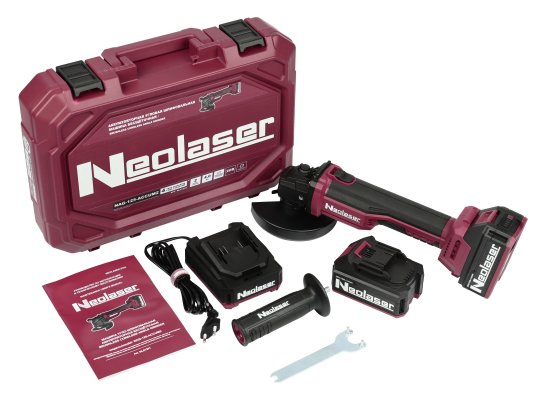 УШМ аккумуляторная бесщеточная Neolaser ACCUM2, 20 В Li-ion 2x4 Ач, 125 мм