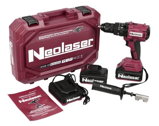 Дрель-шуруповерт аккумуляторная бесщеточная ударная Neolaser NCDB-120, 20 В Li-ion 2x4 Ач