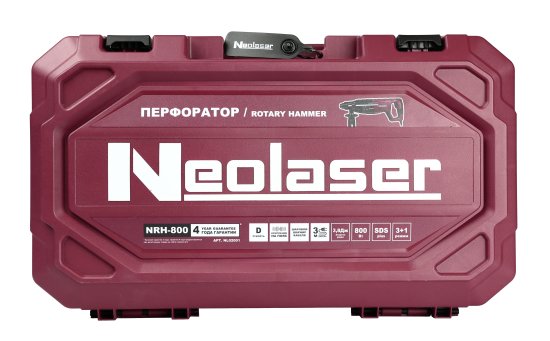 Перфоратор сетевой SDS-plus Neolaser NRH-800, 800 Вт, 3.8 Дж