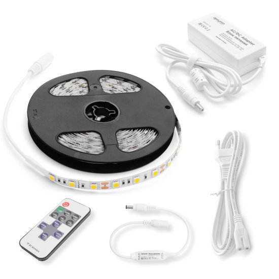 Комплект светодиодной ленты Apeyron SMD5050 12В 10 мм 5м 14.4 Вт/м 60диод/м 700 лм/м 4000 К нейтральный белый свет