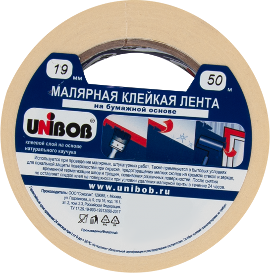 Лента малярная Unibob 19 мм x 50 м