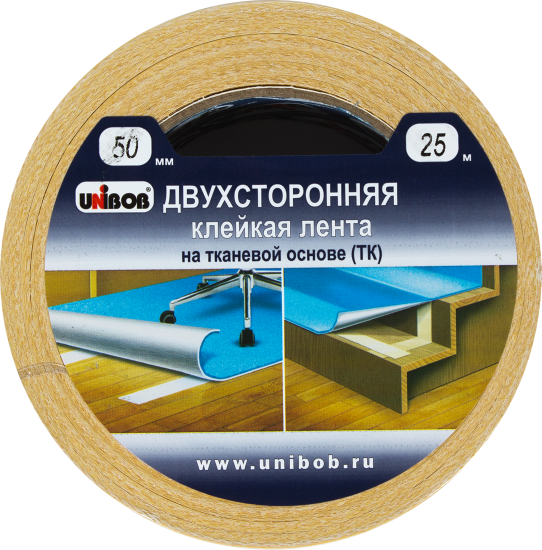 Лента клейкая двусторонняя монтажная Unibob 50 мм x 25 м цвет белый