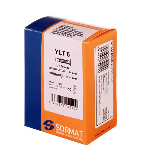 Дюбель универсальный Sormat YLT 6x30 мм полиэтилен (150 шт.)