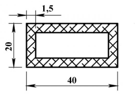Труба прямоугольная алюминий 40x20x1.5x2000 мм