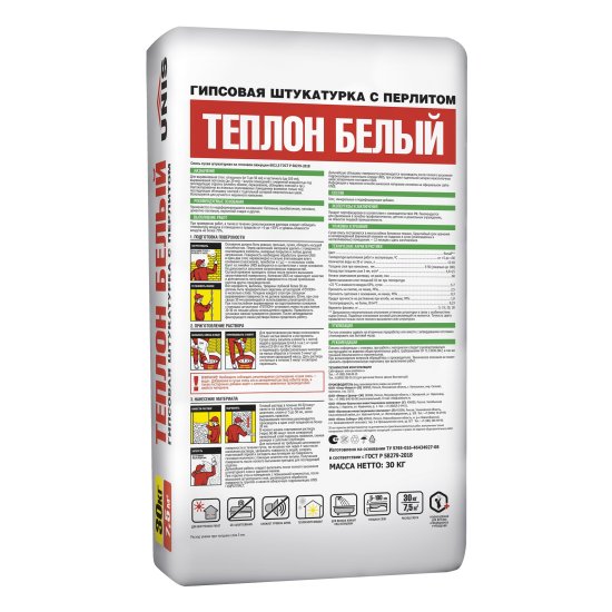 Штукатурка гипсовая Unis Теплон белый 30 кг