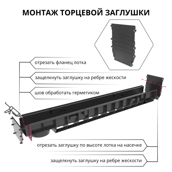 Канал пластиковый DN100 1000x145x80 мм