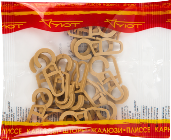 Крючок на кольцо для штор на штанговый карниз 2 см цвет бежевый 20 шт.