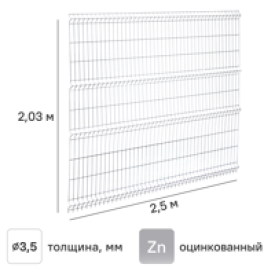 3D панель для забора Grand Line Light 2.5x2.03 м оцинкованный