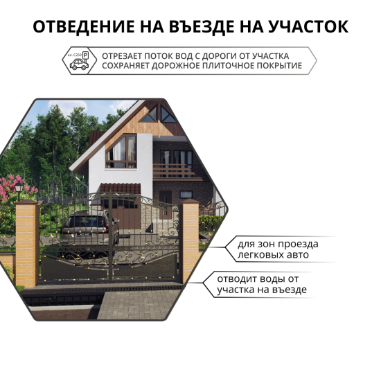 Канал пластиковый с полиамидной решёткой 1000x145x150 мм