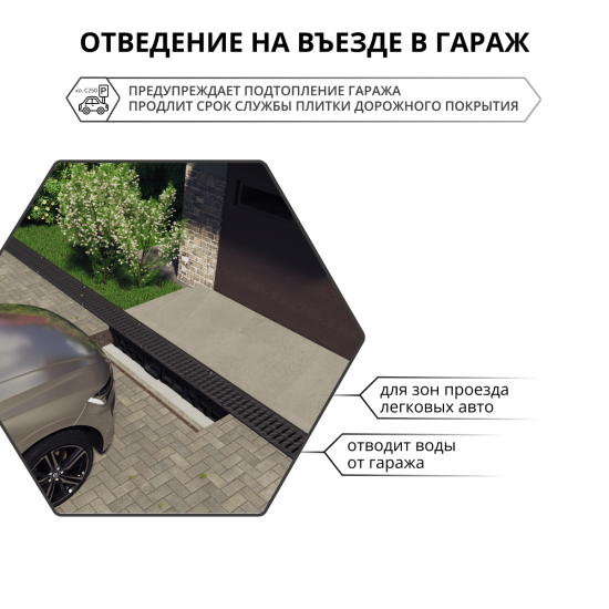 Канал пластиковый с полиамидной решёткой 1000x145x150 мм