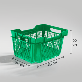 Ящик полимерный многооборотный 40x30x22 см пластик без крышки цвет зеленый