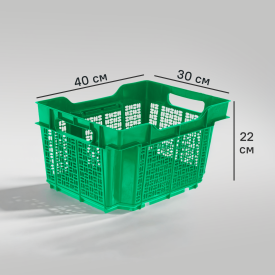 Ящик полимерный многооборотный 40x30x22 см пластик без крышки цвет зеленый