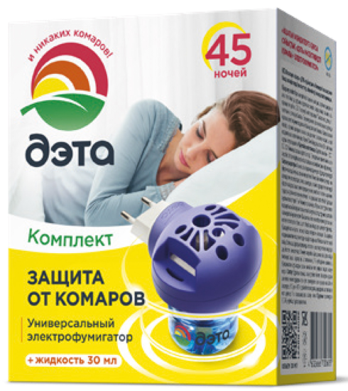 Комплект от комаров: фумигатор + жидкость, 45 ночей, 30 мл