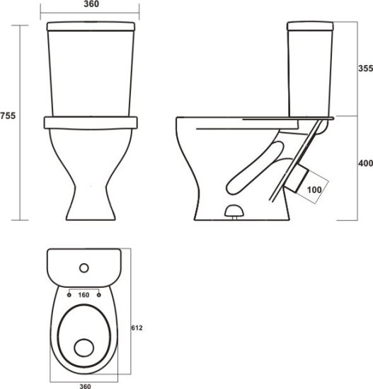 Унитаз-компакт Sanita Формат с косым выпуском с сиденьем пластик белый (WC.CC/Format/1-P/WHT.G/S1)