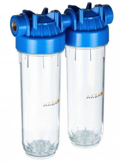 Сборка из двух магистральных корпусов Аква Про 10SL для холодной воды 1/2