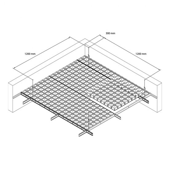 Элемент для потолка грильято GL15 100х100х37х15 мм «мама» белый