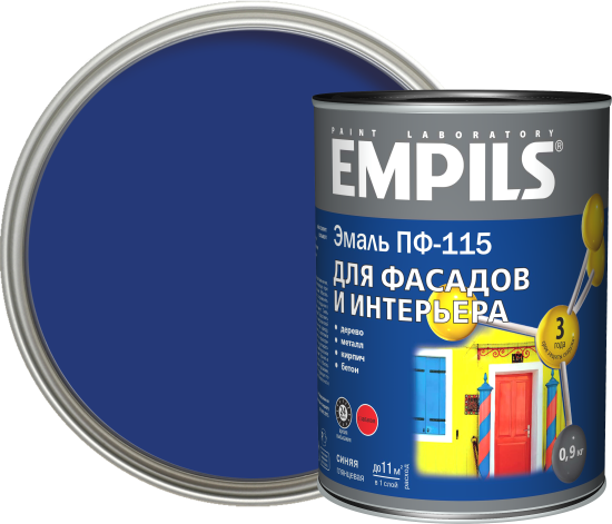 Эмаль ПФ-115 Empils PL глянцевая цвет синий 0.9 кг