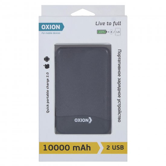 Внешний аккумулятор Oxion OPB-1018 10000 мАч цвет черный