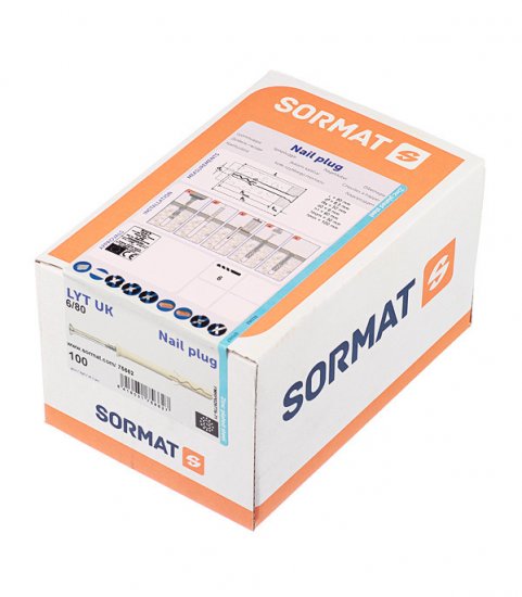 Дюбель-гвоздь Sormat 6x80 мм потайная манжета нейлон (100 шт.)