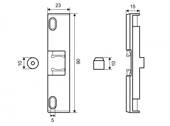 Защёлка балконная большая, цвет чёрный